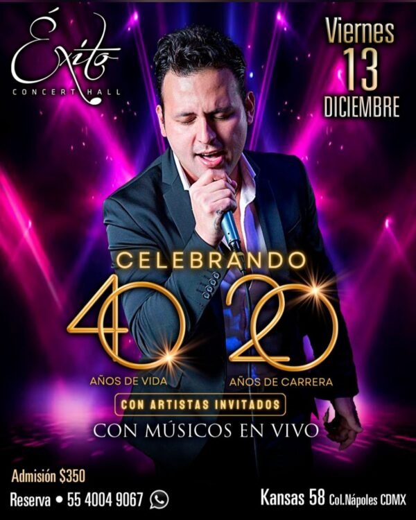 13 de Diciembre - Celebrando 40 años de Vida y 20 de Carrera